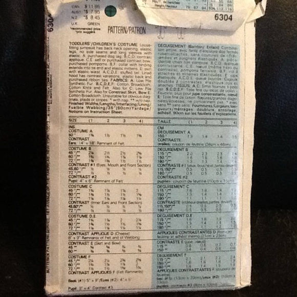 Butterick 6304 all children sizes- puppy-Dalmatian , frog , mice, baby chick - Picture 2 of 6